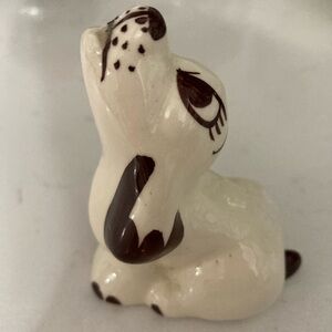 Vintage Ceramic Small Pet Dog Figurine - Cream and Brown